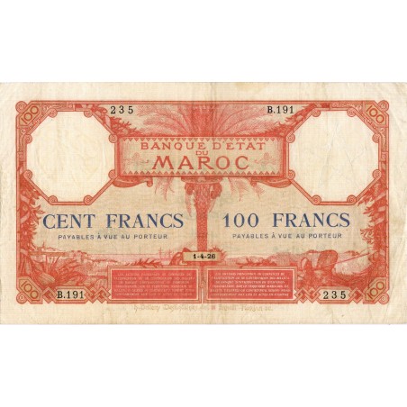 100 Francs MAROC 1926 P.14