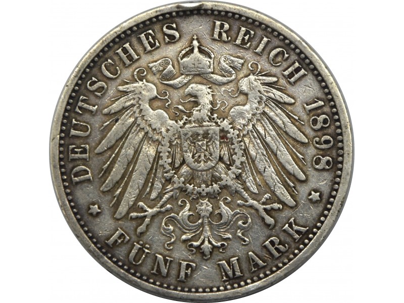 Pièce 5 Mark Allemagne 1898 Royaume de Wurtemberg