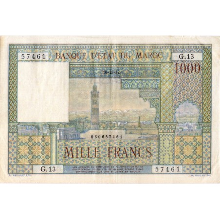 1000 Francs MAROC 1952 P.47