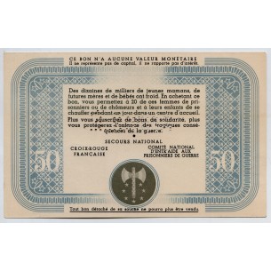 50 Francs BON DE SOLIDARITÉ FRANCE ANNULÉ 1941 KL.09A3 2