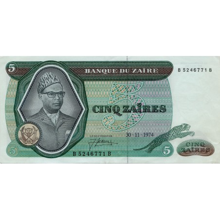 ZAIRE- Billet 5 ZAIRES 1974 SUP