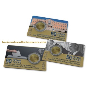 2 Euros Grece  X 3« Démocratie » 2024 Coincard -horizondescollectionneurs.com.jpeg