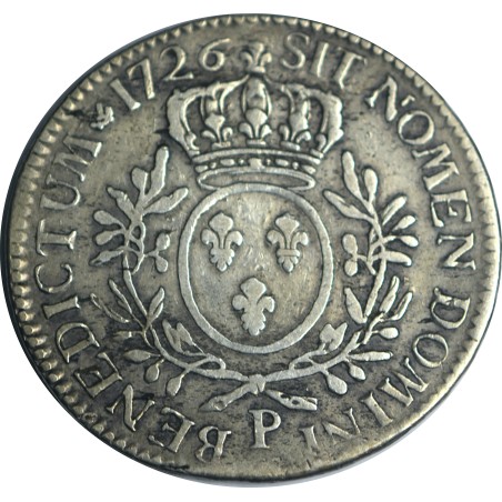 Écu Louis XV  1726  Lyon  dit "aux branches d'olivier"