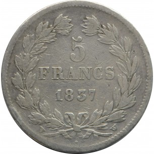 5 Francs LOUIS PHILLIPPE 1er 1837 Lille 2