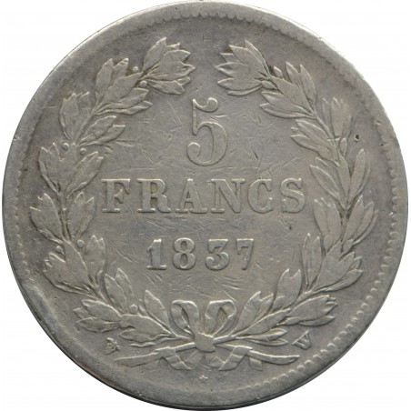5 Francs LOUIS PHILLIPPE 1er 1837 Lille