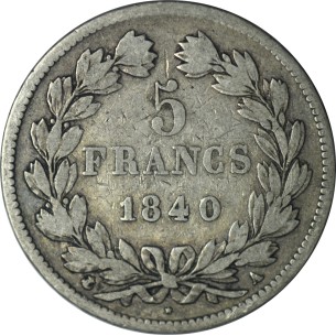 5 Francs LOUIS PHILIPPE Ier 1840 Paris 2