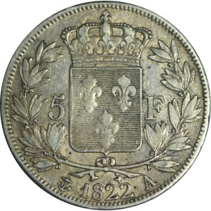5 Francs LOUIS XVIII 1822 Paris