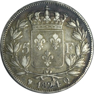 5 Francs LOUIS XVIII 1824 Perpignan