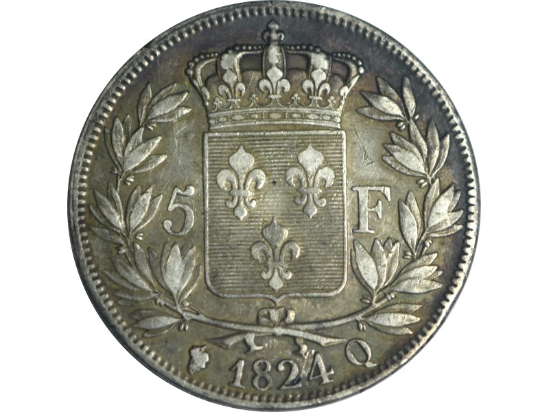 5 Francs LOUIS XVIII 1824 Perpignan