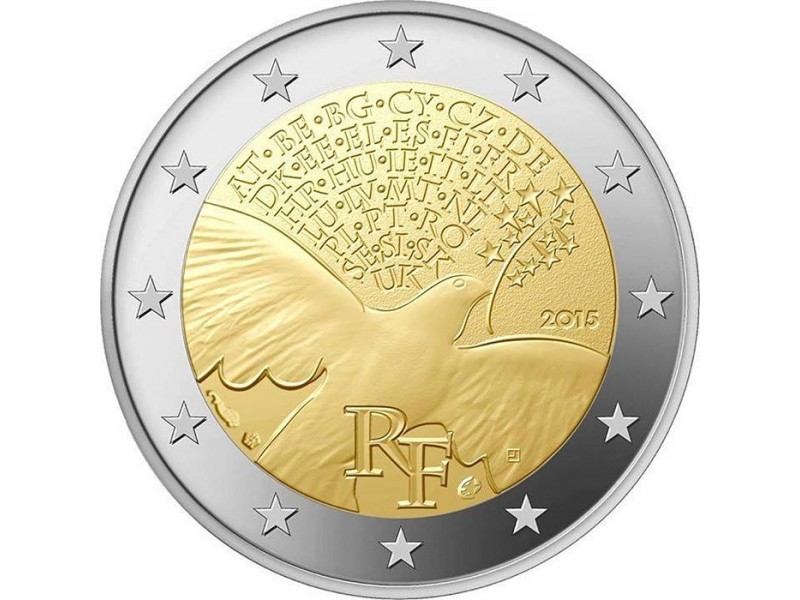 2 Euros commémorative France 2015-seconde guerre mondiale -horizondescollectonneurs.com
