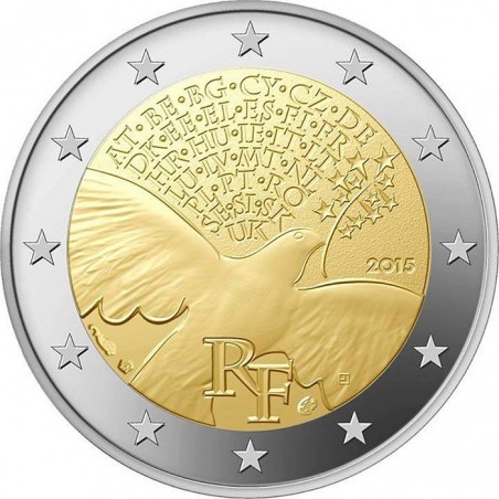 2 Euros commémorative France 2015-seconde guerre mondiale -horizondescollectonneurs.com