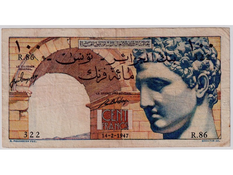 100 francs Tunisie 1947 -P.24
