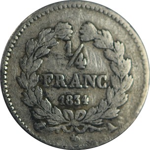 1/4 Franc LOUIS-PHILIPPE 1834 Paris