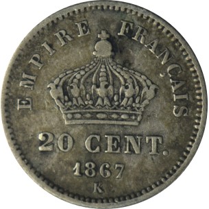 20 Centimes NAPOLÉON III 1867 BORDEAUX