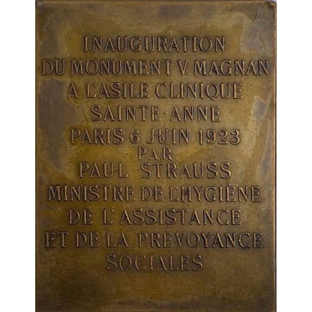 Médaille Inauguration du monument l'asile clinique Sainte Anne 1923 par STRAUSS