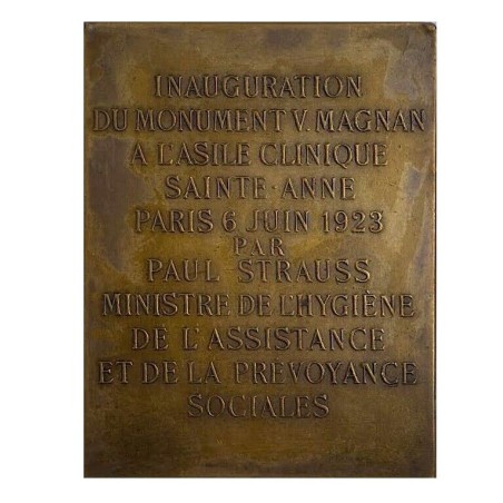 Médaille Inauguration du monument l'asile clinique Sainte Anne 1923 par STRAUSS