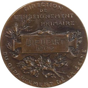 Médaille de l'Enseignement Primaire 1909 en bronze par... 2