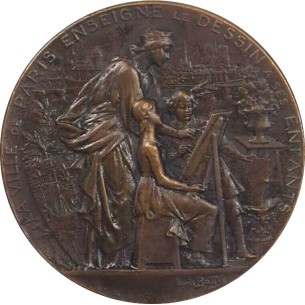 Médaille de l'Enseignement Primaire 1909 en bronze par...