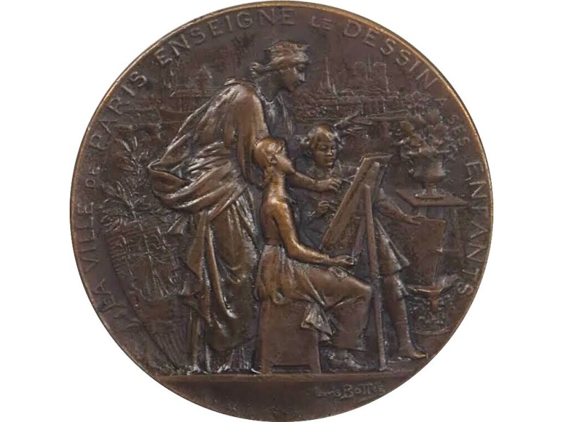 Médaille de l'Enseignement Primaire 1909 en bronze par Louis BOTTEE