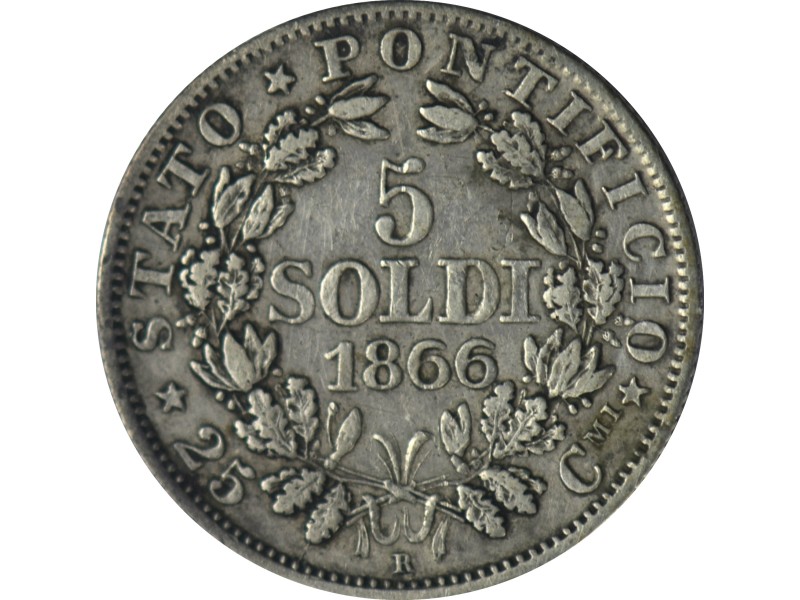 5 Soldi Pie VATICAN et États Pontificaux  IX an XXI 1866 Rome