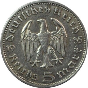 5 Reichsmark ALLEMAGNE Maréchal Paul Von Hindenburg 1935