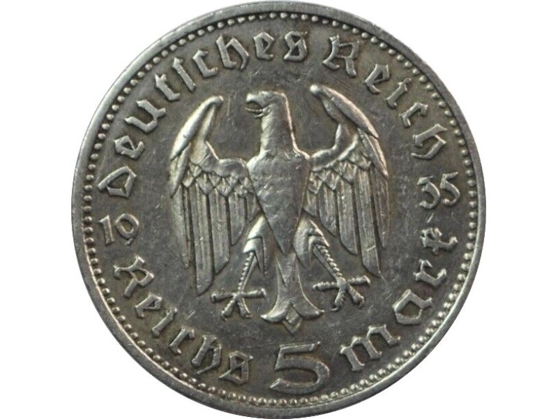 5 Reichsmark ALLEMAGNE Maréchal Paul Von Hindenburg 1935