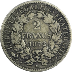 2 Francs CÉRÈS 1872 Bordeaux
