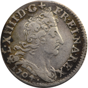 5 Sols Louis XIV 1704 Strasbourg Le grand Le roi soleil aux insignes