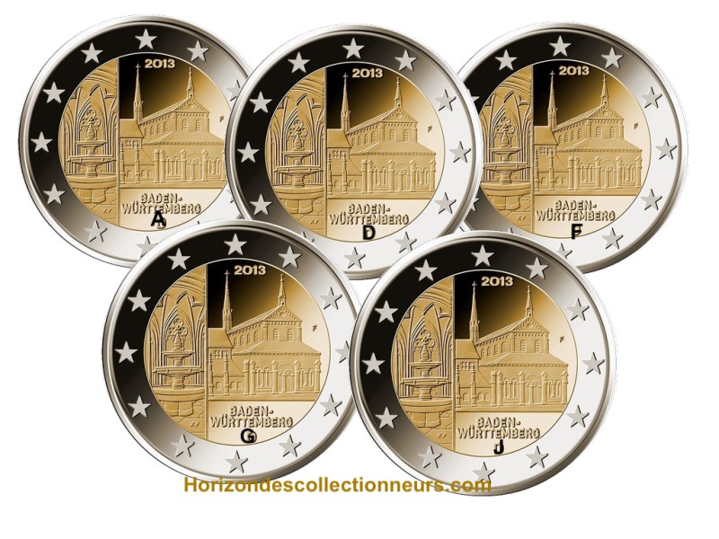 2 Euros ALLEMAGNE 2013 Bade-Wurtemberg  5 Pièces