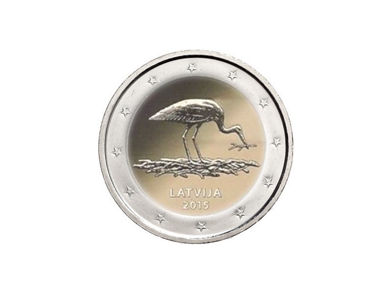 2 Euros Lettonie 2015 Cigognes