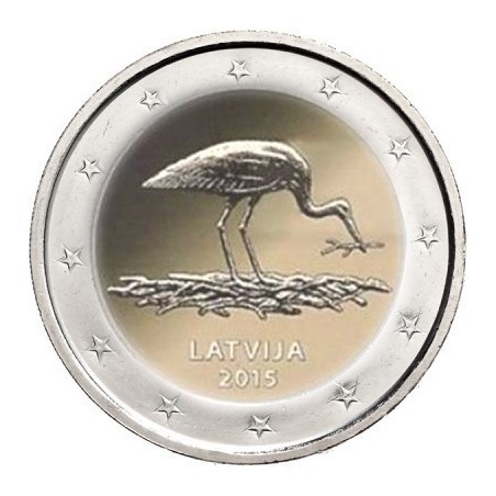 2 Euros Lettonie 2015 Cigognes
