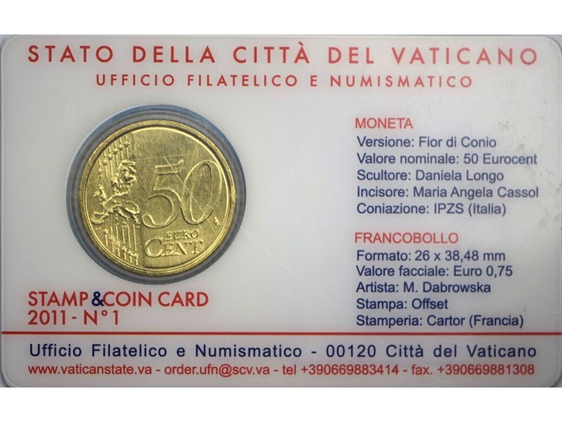 50 Centimes  VATICAN 2011 N°1 - Pape François