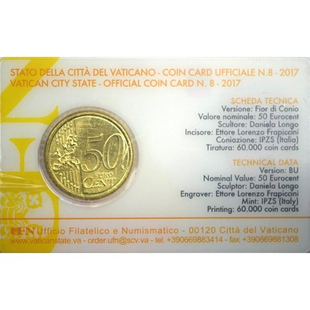 50 Centimes VATICAN 2017 N°8 PAPE.FRANÇOIS