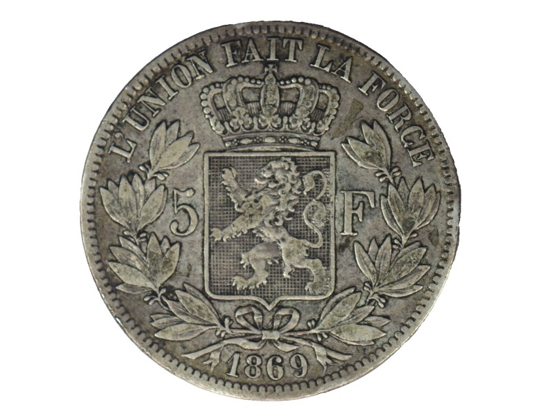 5 Francs BELGIQUE LÉOPOLD II 1869