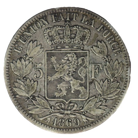5 Francs BELGIQUE LÉOPOLD II 1869