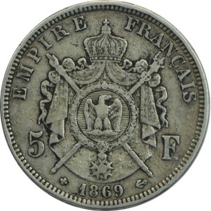 5 Francs NAPOLEON III 1869 Strasbourg 2