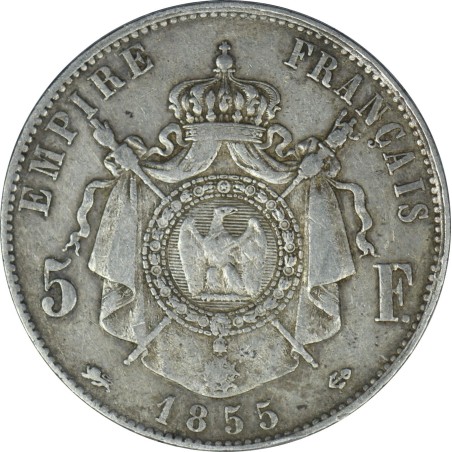 5 Francs NAPOLÉON III, tête nue 1855 Lyon