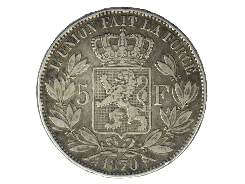 5 Francs BELGIQUE LÉOPOLD II 1870