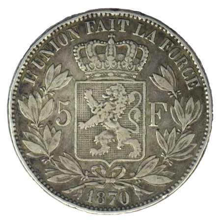 5 Francs BELGIQUE LÉOPOLD II 1870