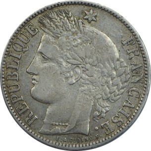 5 Francs CÉRÈS 1870 BORDEAUX