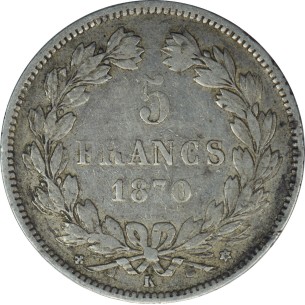 5 Francs CÉRÈS 1870 BORDEAUX 2