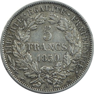 5 Francs CÉRÈS 1850 PARIS 2
