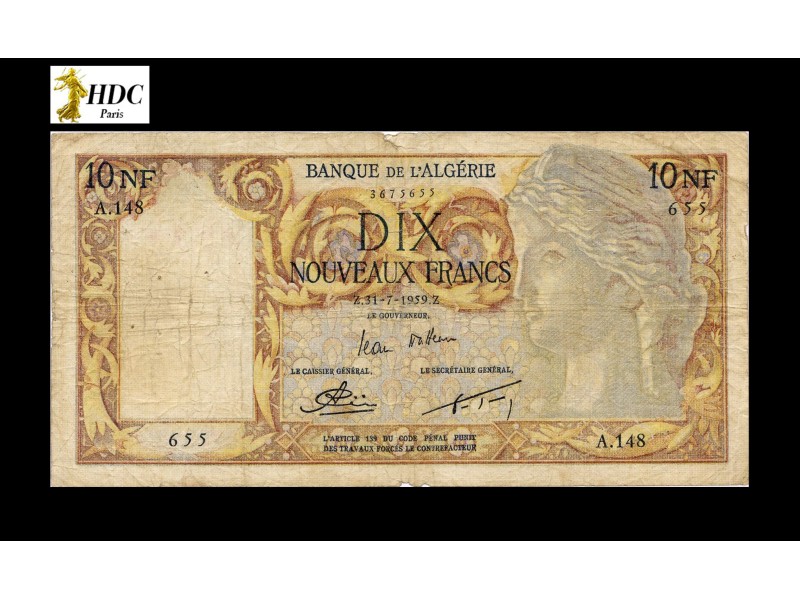10 Nouveaux francs Algérie 1959 P.119a