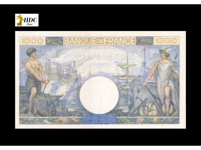 1000 Francs Commerce & Industrie FRANCE 1944...
