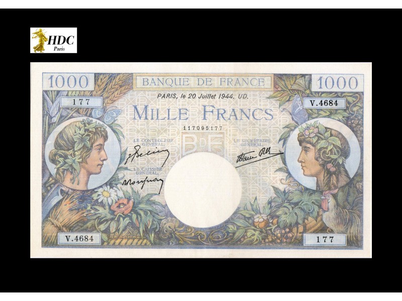 1000 Francs Commerce & Industrie FRANCE 1944 F.39.12