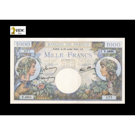 1000 Francs Commerce & Industrie FRANCE 1944 F.39.12