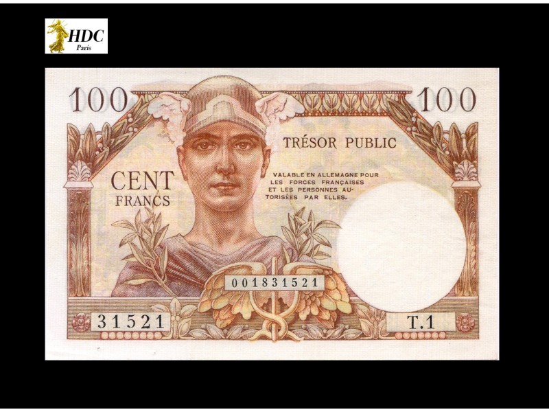 100 FRANCS TRÉSOR FRANÇAIS FRANCE 1955 F.34.1