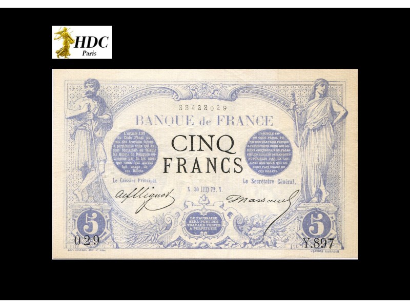5 Francs NOIR 1872 F.1.9