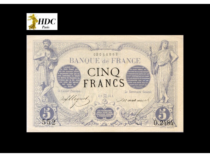 5 Francs NOIR 1873 F.1.18
