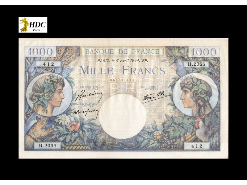 1000 Francs Commerce & Industrie France 1944 F.39.5